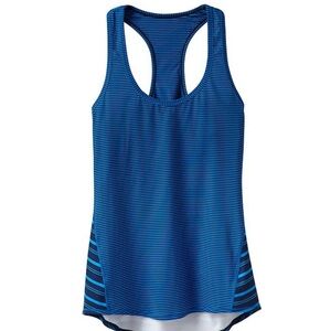 Athleta mixed stripe chi tank blue Sz s